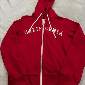 Reflex Red Zip-Up Hoodie with White Accents
